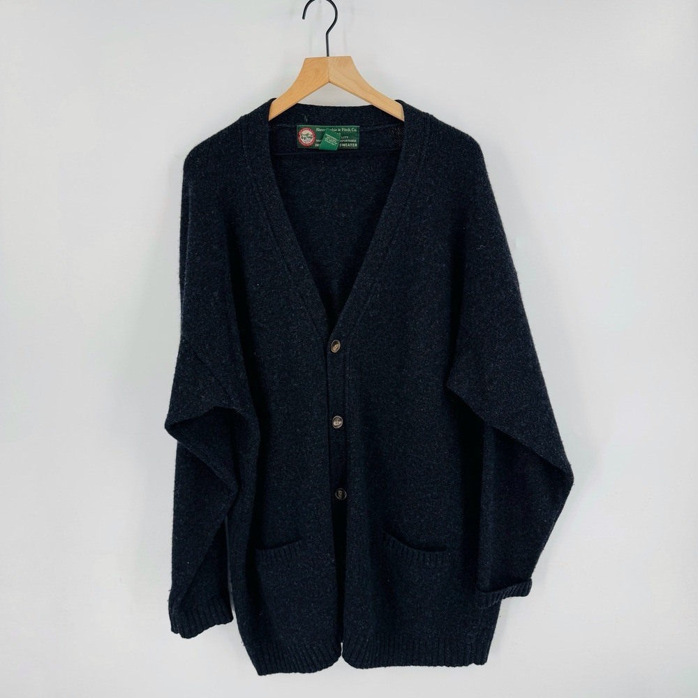 Vintage Abercrombie & Fitch The Big Indian Lake Wool Cardigan Sweater XL - Picture 8 of 8